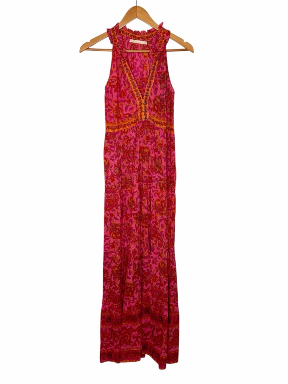 Lola Australia Pink Cotton Floral & Paisley Print Maxi Dress. Size Xs.